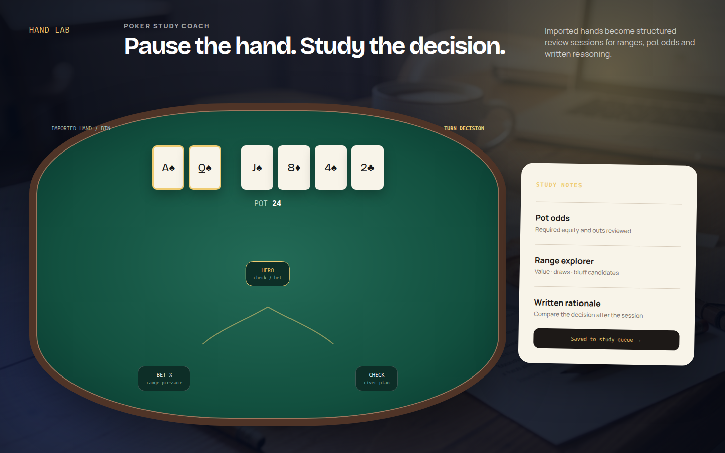 Anglojęzyczny interfejs bota treningowego do analizy rozdań pokerowych